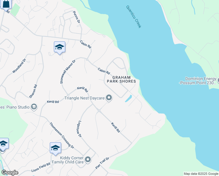 map of restaurants, bars, coffee shops, grocery stores, and more near 18413 Cedar Drive in Triangle