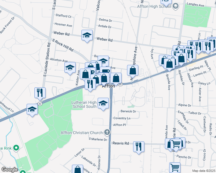 map of restaurants, bars, coffee shops, grocery stores, and more near 10004 Gravois Road in St. Louis