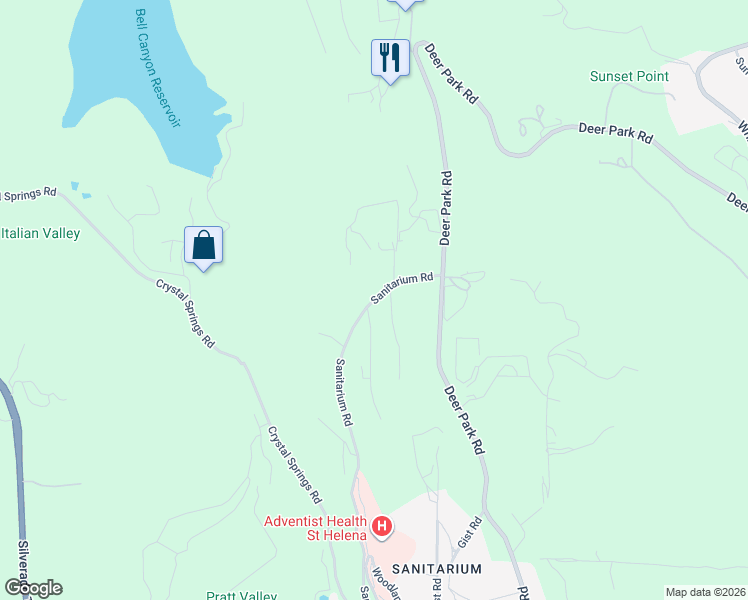 map of restaurants, bars, coffee shops, grocery stores, and more near 899 Sanitarium Road in Deer Park