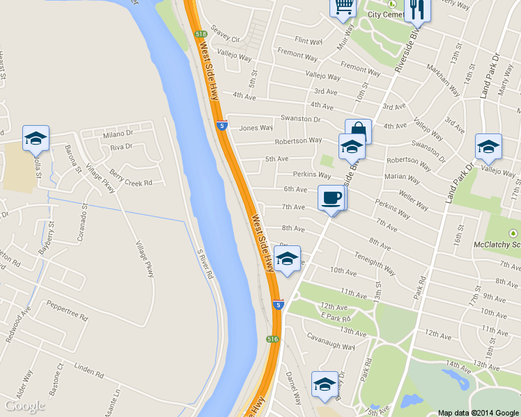 map of restaurants, bars, coffee shops, grocery stores, and more near 749 8th Avenue in Sacramento
