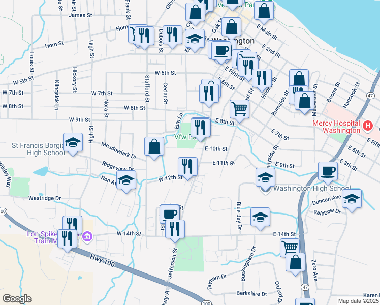 map of restaurants, bars, coffee shops, grocery stores, and more near 3 West 11th Street in Washington