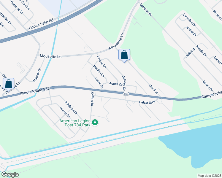 map of restaurants, bars, coffee shops, grocery stores, and more near 13 Dora Drive in Cahokia