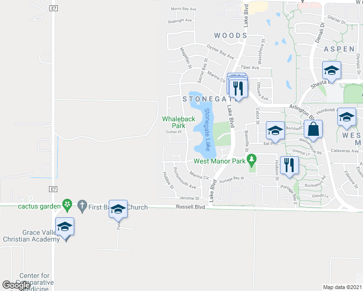 map of restaurants, bars, coffee shops, grocery stores, and more near 3309 Trawler Place in Davis