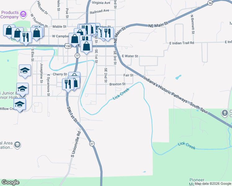 map of restaurants, bars, coffee shops, grocery stores, and more near 526 Southeast 3rd Street in Paoli