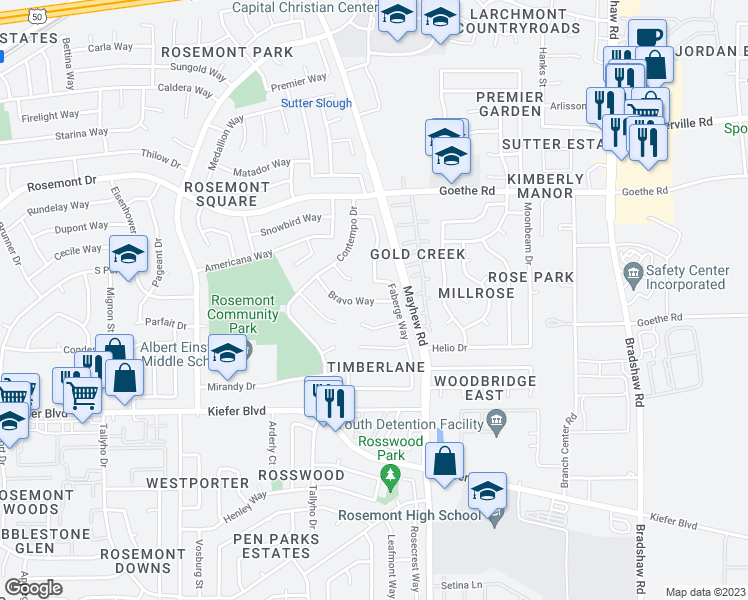map of restaurants, bars, coffee shops, grocery stores, and more near 9424 Torchy Court in Sacramento