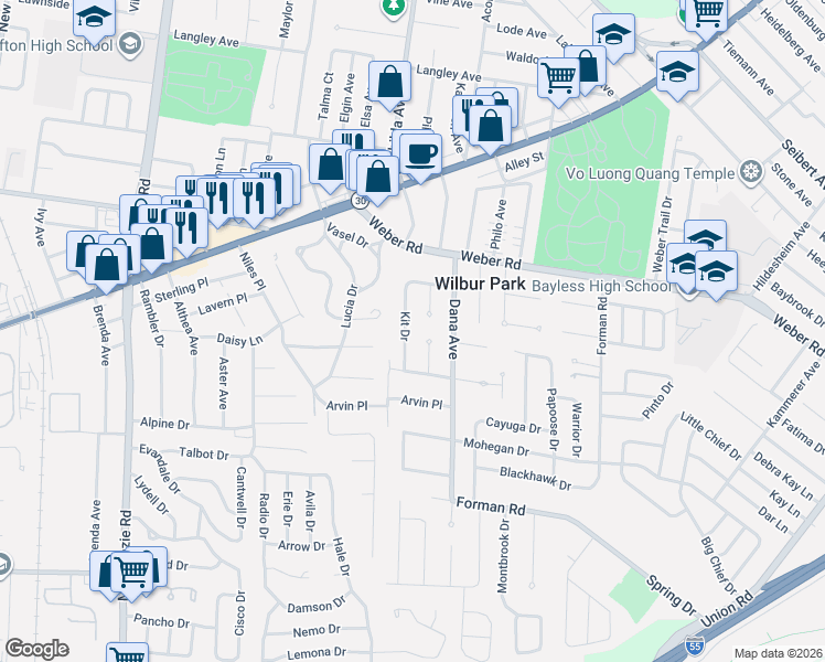 map of restaurants, bars, coffee shops, grocery stores, and more near 9129 Jonmar Court in Affton