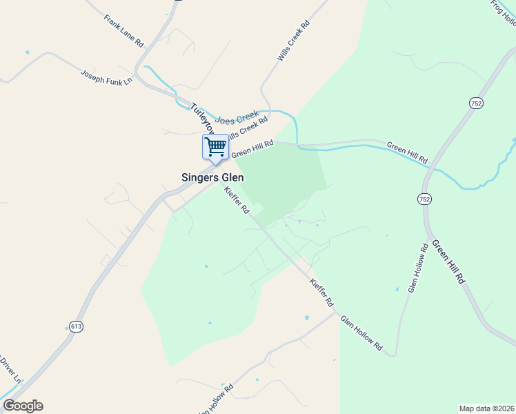 map of restaurants, bars, coffee shops, grocery stores, and more near 6994 Kieffer Road in Singers Glen