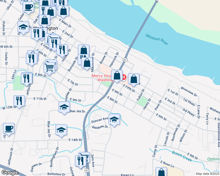 map of restaurants, bars, coffee shops, grocery stores, and more near 901 East 6th Street in Washington