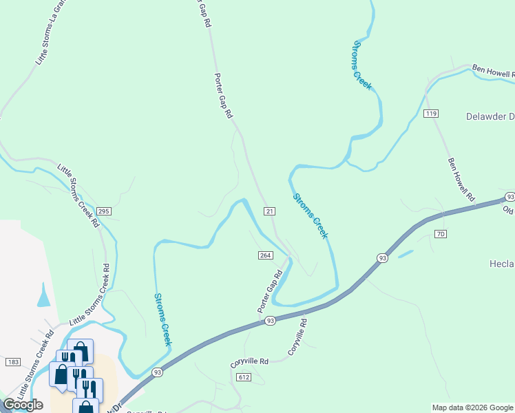 map of restaurants, bars, coffee shops, grocery stores, and more near 471 County Road 21 in Ironton