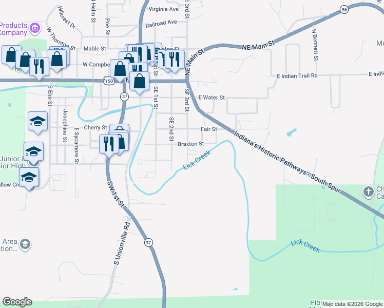 map of restaurants, bars, coffee shops, grocery stores, and more near 526 Southeast 3rd Street in Paoli
