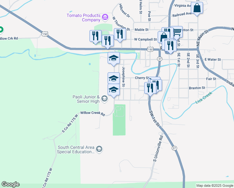 map of restaurants, bars, coffee shops, grocery stores, and more near 409 Josephine Street in Paoli