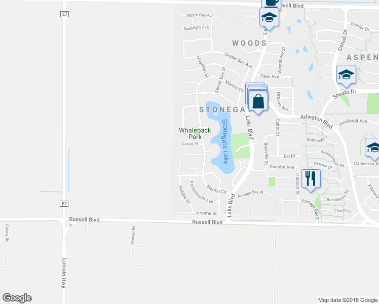 map of restaurants, bars, coffee shops, grocery stores, and more near 3309 Trawler Place in Davis