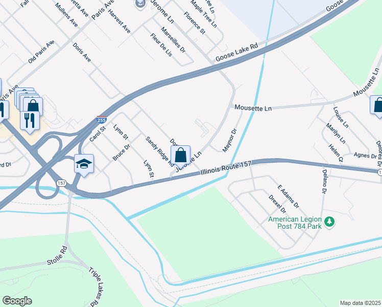 map of restaurants, bars, coffee shops, grocery stores, and more near 3390 Jerome Lane in Cahokia