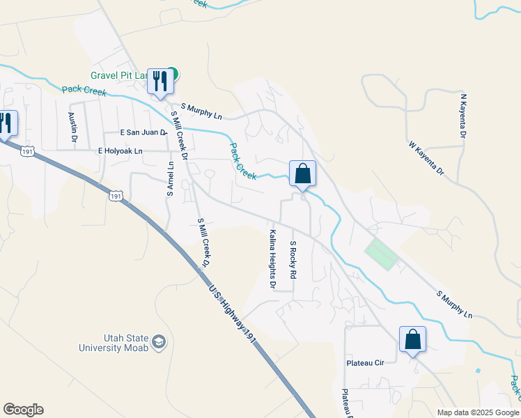 map of restaurants, bars, coffee shops, grocery stores, and more near 1411 Spanish Valley Dr in Moab