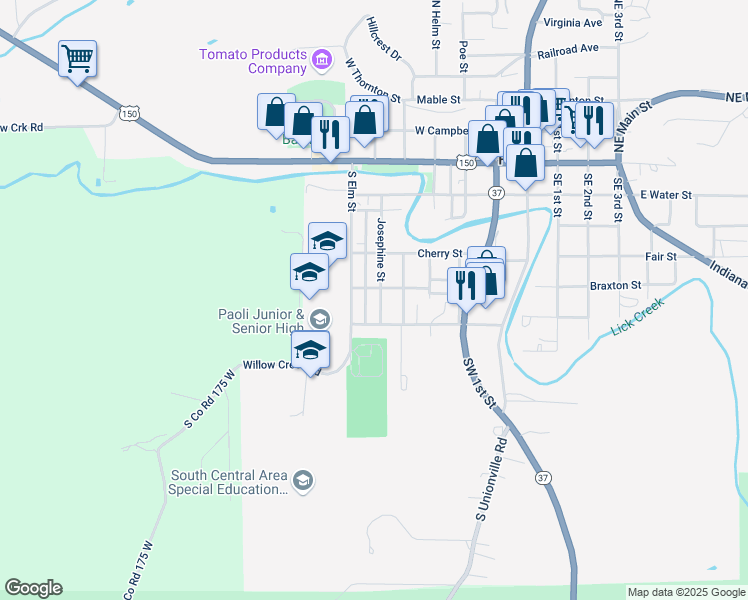 map of restaurants, bars, coffee shops, grocery stores, and more near 409 Josephine Street in Paoli