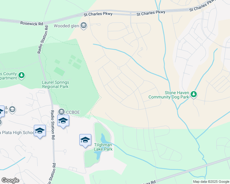 map of restaurants, bars, coffee shops, grocery stores, and more near 10610 Great Basin Place in Waldorf