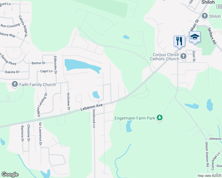 map of restaurants, bars, coffee shops, grocery stores, and more near 23 Twin Oaks Drive in Belleville