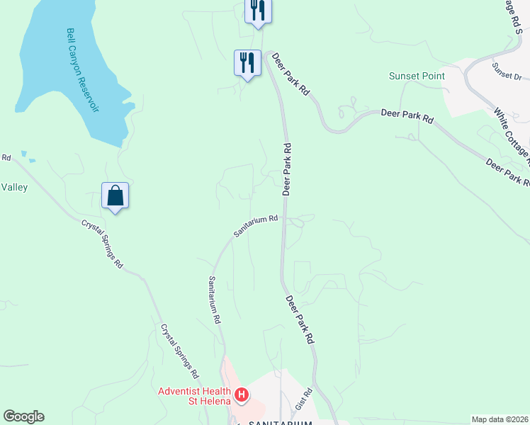 map of restaurants, bars, coffee shops, grocery stores, and more near 962 Sanitarium Road in Deer Park