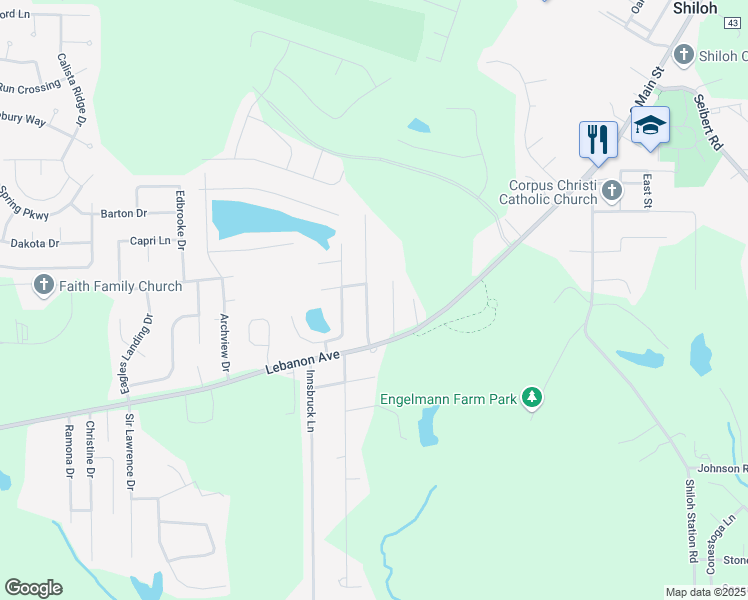 map of restaurants, bars, coffee shops, grocery stores, and more near 21 Twin Oaks Drive in Belleville