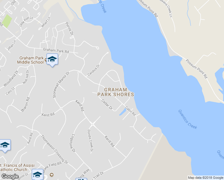 map of restaurants, bars, coffee shops, grocery stores, and more near 18411 Cabin Road in Triangle