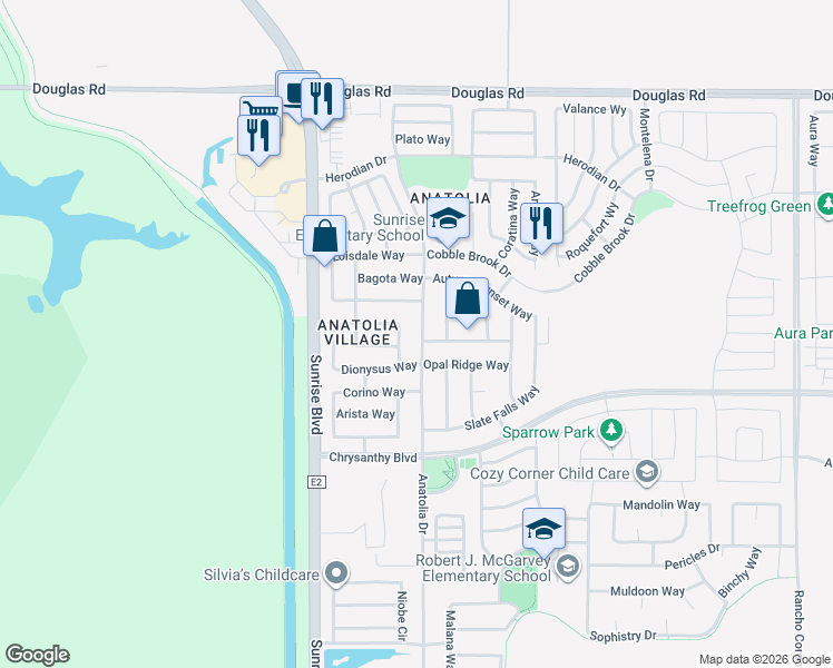 map of restaurants, bars, coffee shops, grocery stores, and more near in Rancho Cordova