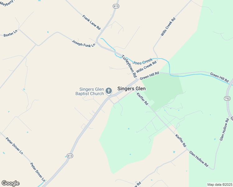 map of restaurants, bars, coffee shops, grocery stores, and more near 9751 Singers Glen Road in Singers Glen