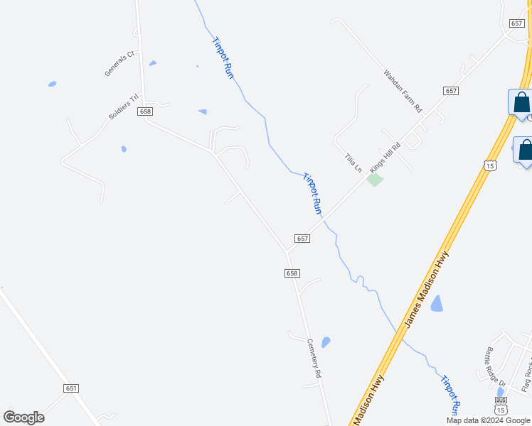 map of restaurants, bars, coffee shops, grocery stores, and more near 11711 Cemetery Road in Bealeton