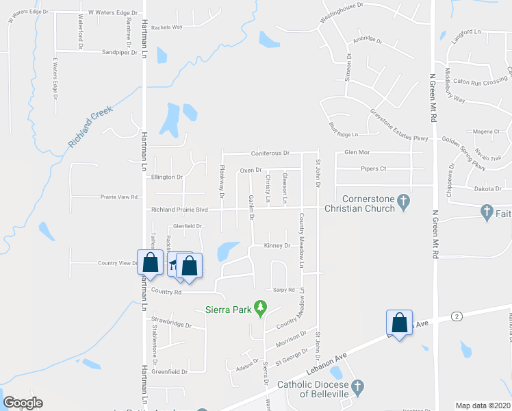 map of restaurants, bars, coffee shops, grocery stores, and more near 704 Ganim Drive in Belleville