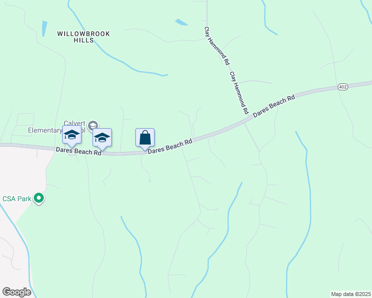 map of restaurants, bars, coffee shops, grocery stores, and more near 1705 Dares Beach Road in Prince Frederick