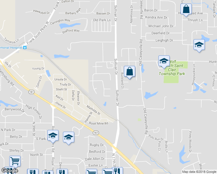 map of restaurants, bars, coffee shops, grocery stores, and more near 1713 Ashton Court in Belleville