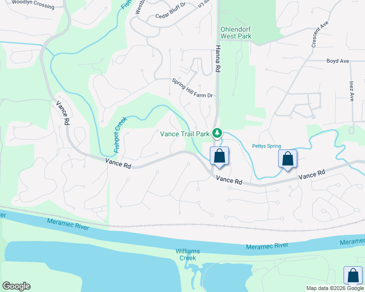 map of restaurants, bars, coffee shops, grocery stores, and more near 1341 Hanna Road in Ballwin