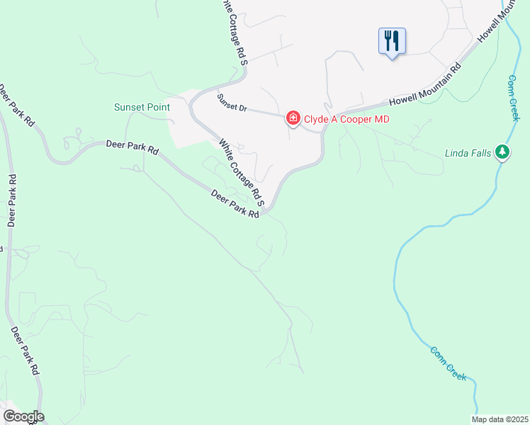 map of restaurants, bars, coffee shops, grocery stores, and more near Deer Park Rd & White Cottage Rd S in Angwin