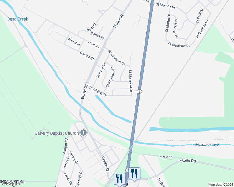 map of restaurants, bars, coffee shops, grocery stores, and more near 47 Saint Gregory Drive in Cahokia