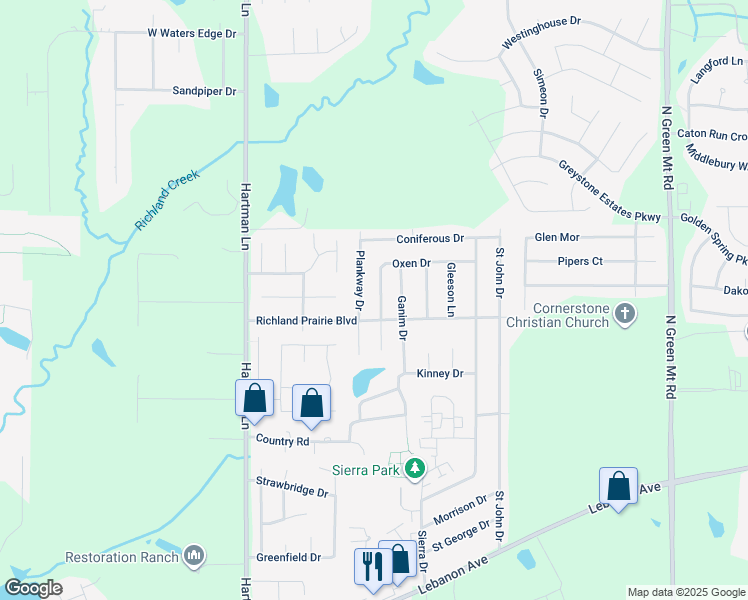 map of restaurants, bars, coffee shops, grocery stores, and more near 707 Oxen Drive in Belleville