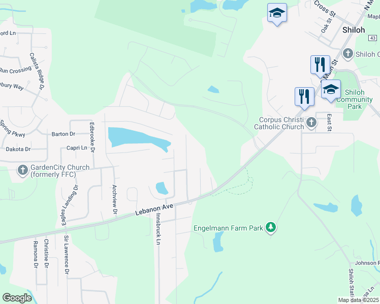 map of restaurants, bars, coffee shops, grocery stores, and more near 112 Twin Oaks Drive in Belleville