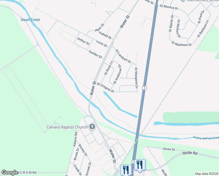 map of restaurants, bars, coffee shops, grocery stores, and more near 33 Saint Gregory Drive in Cahokia