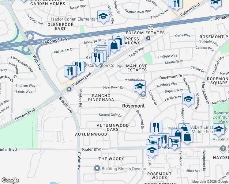 map of restaurants, bars, coffee shops, grocery stores, and more near 9009 Talisman Drive in Sacramento