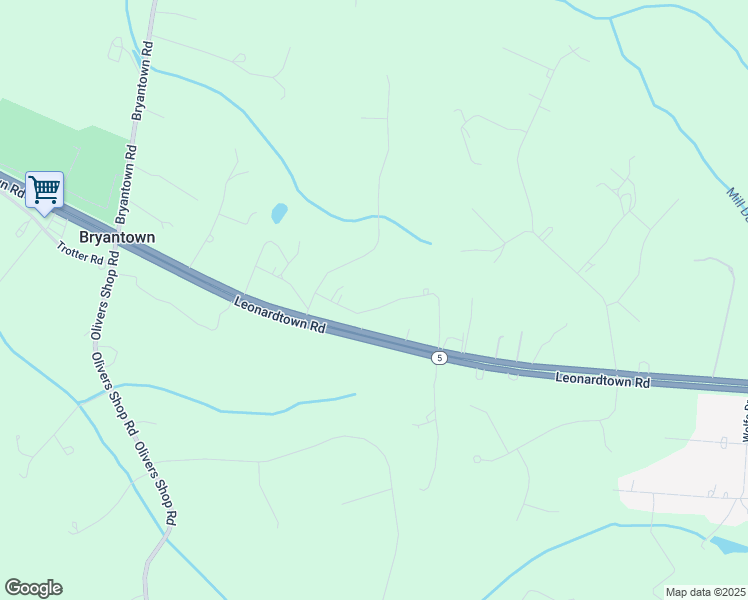 map of restaurants, bars, coffee shops, grocery stores, and more near 5685 Ted Bowling Road in Bryantown