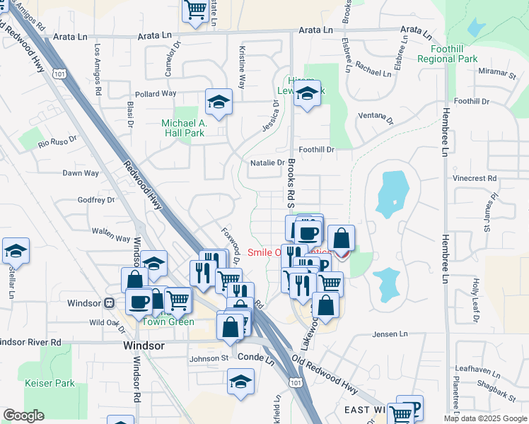 map of restaurants, bars, coffee shops, grocery stores, and more near 758 Pearl Bailey Court in Windsor