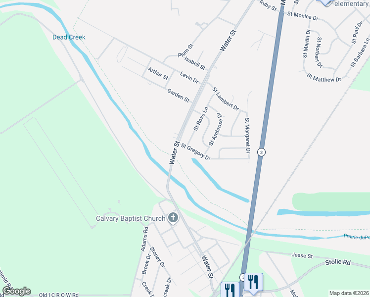 map of restaurants, bars, coffee shops, grocery stores, and more near 14 Saint Gregory Drive in Cahokia