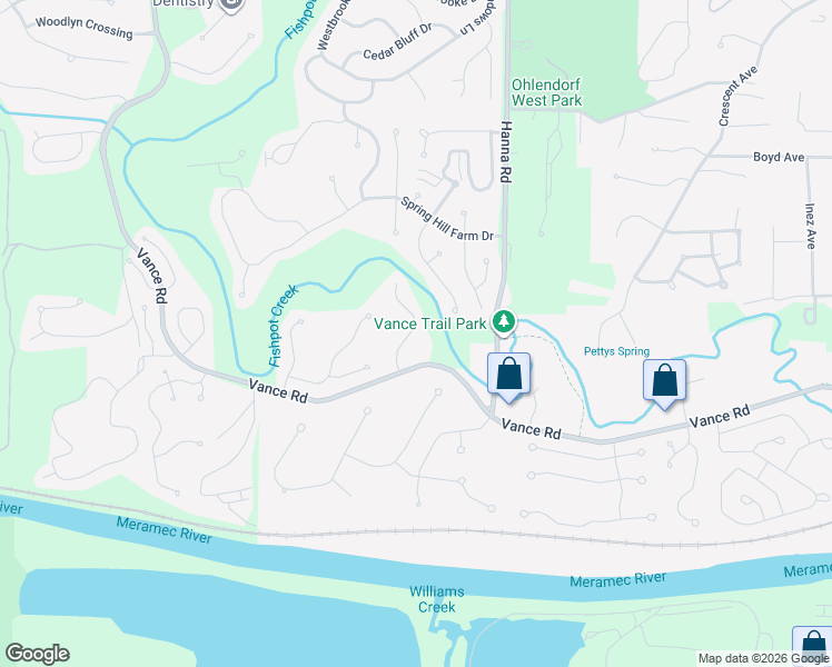 map of restaurants, bars, coffee shops, grocery stores, and more near 1341 Hanna Road in Ballwin