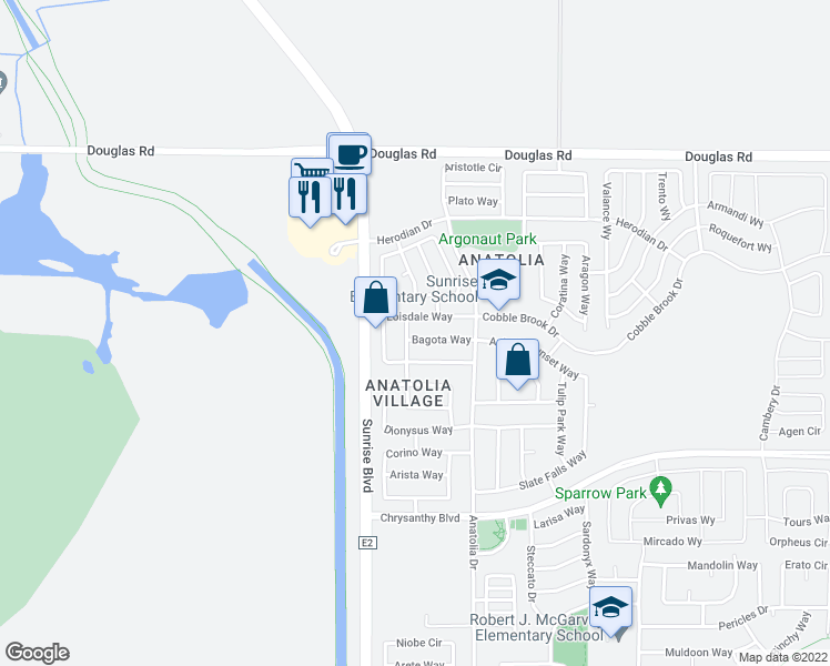 map of restaurants, bars, coffee shops, grocery stores, and more near 11817 Loisdale Way in Rancho Cordova