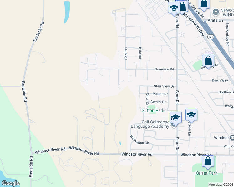 map of restaurants, bars, coffee shops, grocery stores, and more near 1398 Gumview Road in Windsor