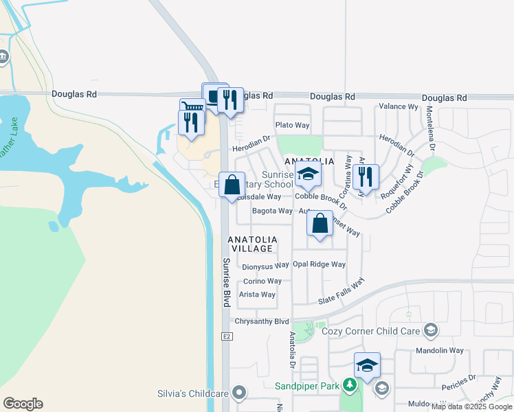 map of restaurants, bars, coffee shops, grocery stores, and more near 11817 Loisdale Way in Rancho Cordova