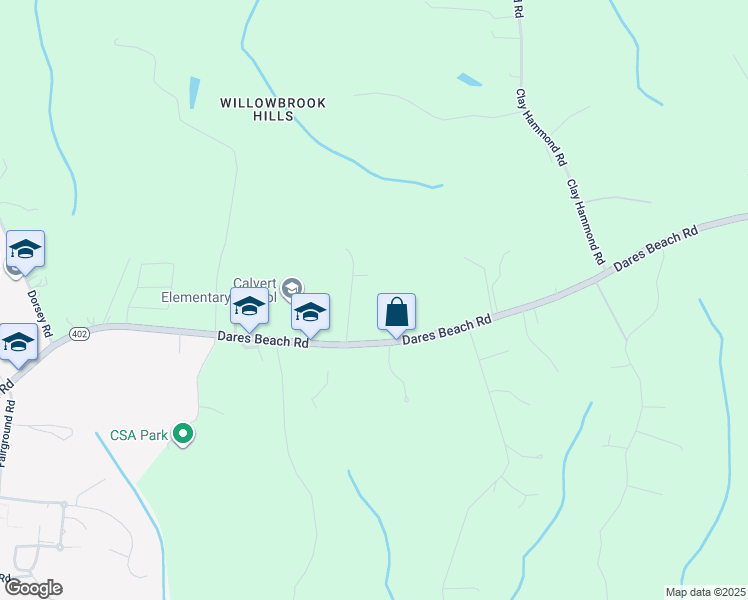 map of restaurants, bars, coffee shops, grocery stores, and more near 93 Adderton Drive in Prince Frederick