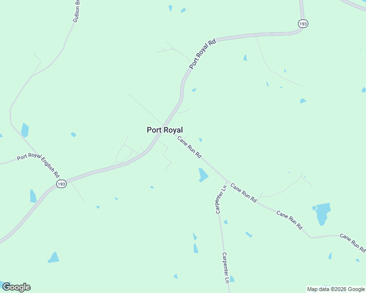 map of restaurants, bars, coffee shops, grocery stores, and more near 123 Cane Run Road in Port Royal