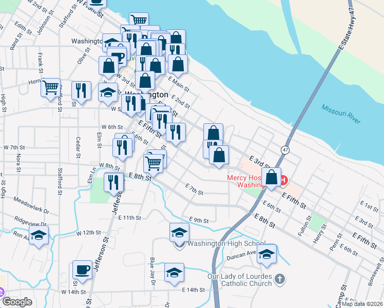 map of restaurants, bars, coffee shops, grocery stores, and more near 319 Burnside Street in Washington