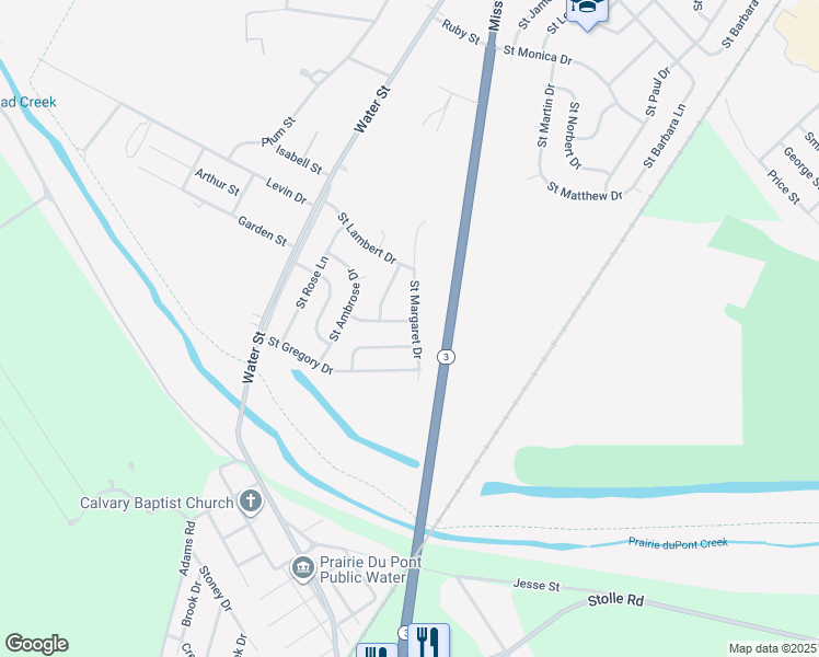map of restaurants, bars, coffee shops, grocery stores, and more near 112 Saint Justin Drive in Cahokia