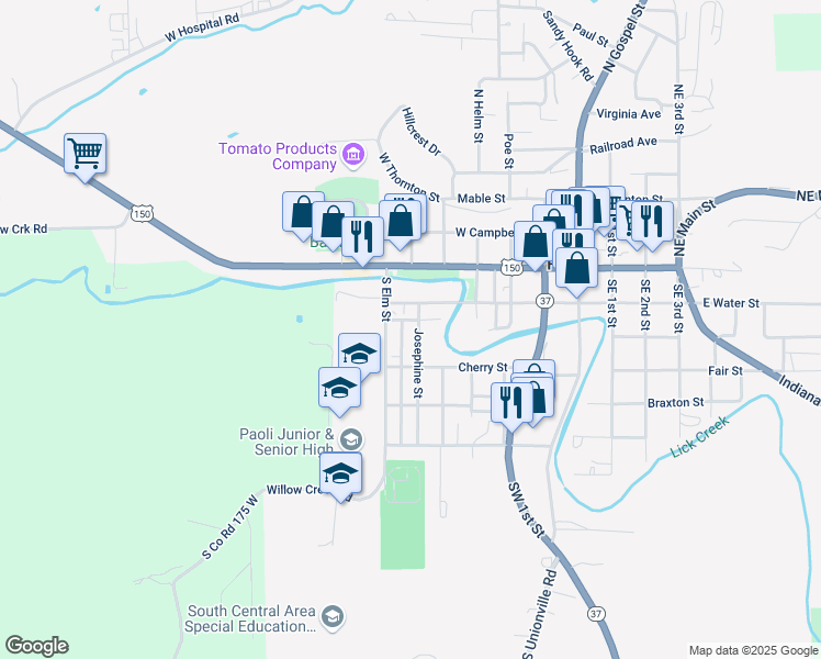 map of restaurants, bars, coffee shops, grocery stores, and more near 215 Josephine Street in Paoli