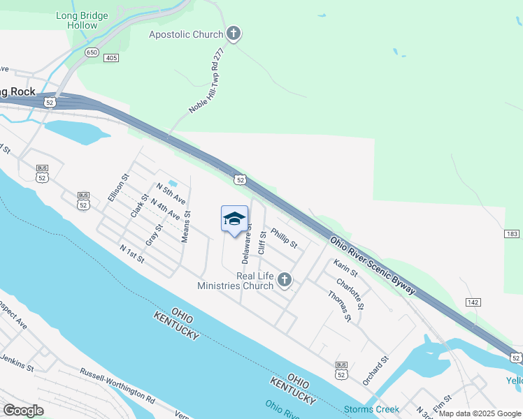 map of restaurants, bars, coffee shops, grocery stores, and more near 614 Delaware Street in Ironton